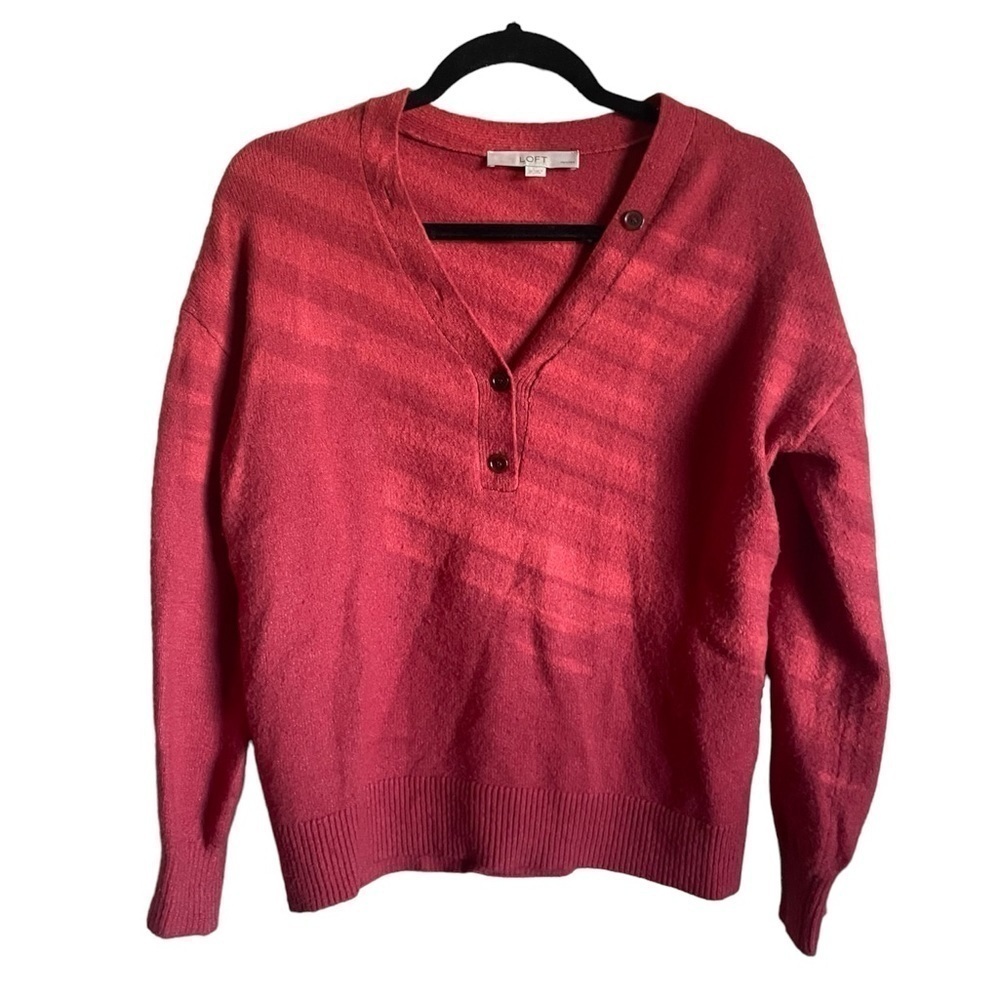 Loft Super Soft Quarter Button Long‎ Sleeve Sweater
